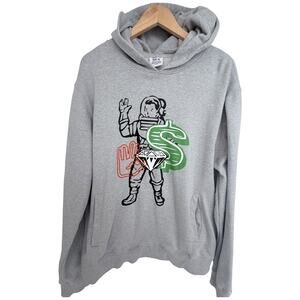 Billionaire Boys Club Hoodie Mens XL Gray Astronaut Diamond Graphic Pullover